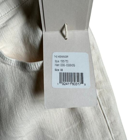 MOTHER The Weekender Flare Jeans Eggnog Cream White Size 33 NWT - Picture 4 of 9